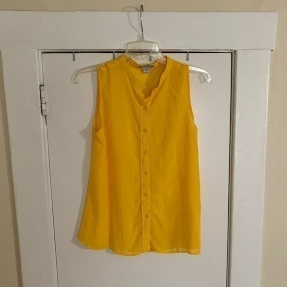 Cotton On Yellow Button Down Sleeveless Top Small - Picture 2 of 9